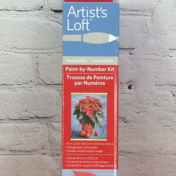 Artist's Loft Paint by Number Kit Christmas Poinsettia 16"x 20" Canvas Gift Art - Picture 6 of 9